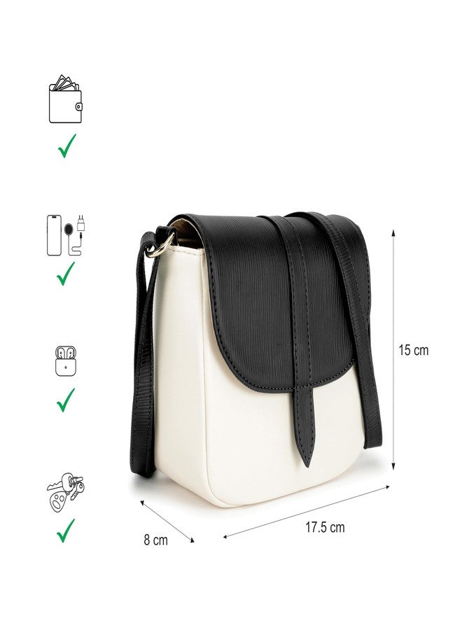 Fastrack RufflePlay Black Sling | Faux-Leather Women’s Handbag | Textured Flap Sling with Button Closure & Adjustable Strap - Image 5